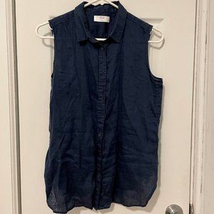 Uniqlo Blue Sleeveless Button Down Shirt (M)